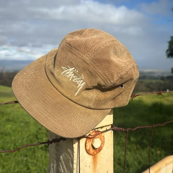Vintage Stussy Y2K Tan Skate Corduroy 5 Panel Cap one Size - Picture 9 of 12